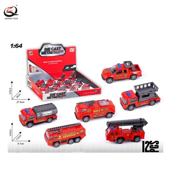 1:64 FIRE RESCUE SERIES PULL BACK DIE CAST CARS, 12PCS/PDQ ,6 ASSORTMENTS