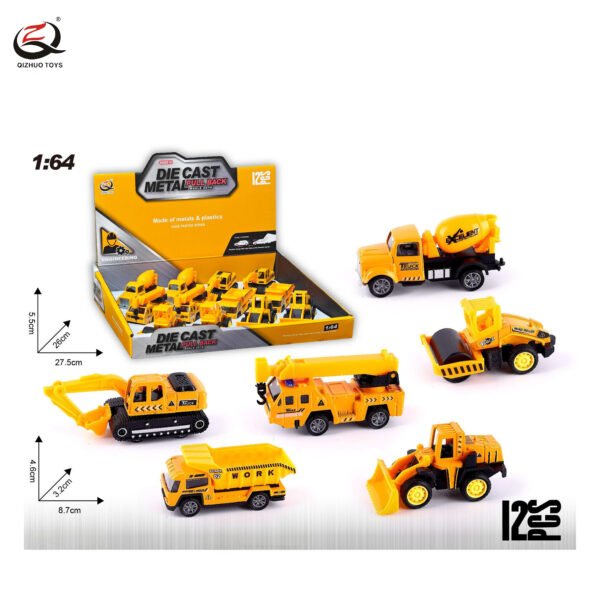 1:64 ENGINEERING SERIES PULL BACK DIE CAST CARS,12PCS/PDQ ,6 ASSORTMENTS