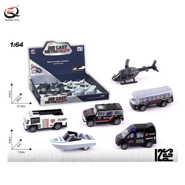 1:64 POLICE SERIES PULL BACK DIE CAST CARS,12PCS/PDQ ,6 ASSORTMENTS