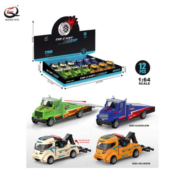1:64 RESCUE SERIES PULL BACK   DIE CAST TRAILER ,4 ASSORTMENTS