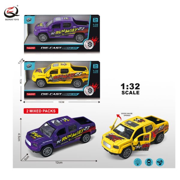 1:32 DIECAST PULL BACK CAR, WITH LIGHT/SOUND, CAN OPEN THE DOORS, 2 ASSORTED