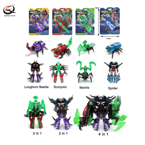 DIE CAST INSECT TRANSFORM, 4 ASSORTMENTS