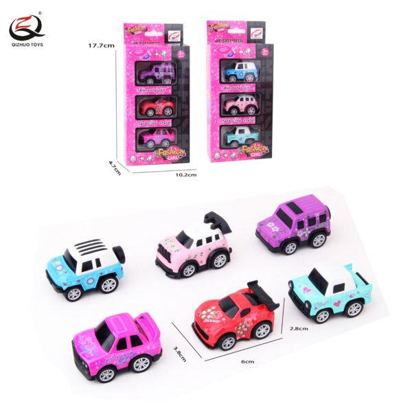 GIRLS SERIES 3PCS MINI PULL BACK DIE CAST CAR