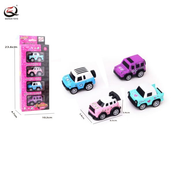 GIRLS SERIES 4PCS MINI PULL BACK DIE CAST CAR