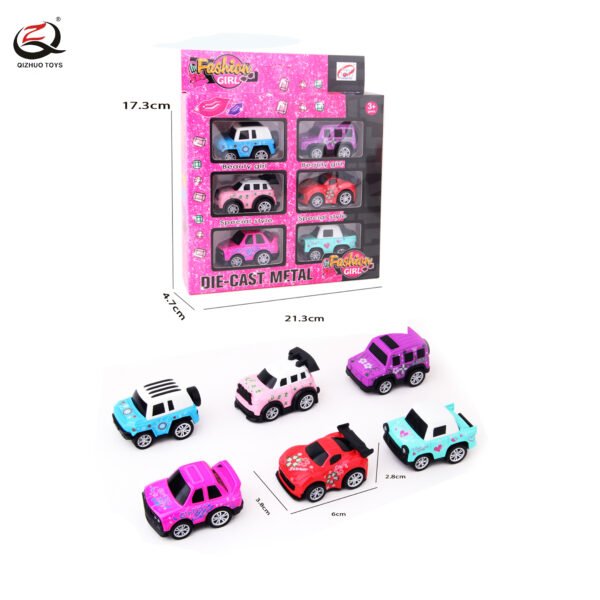 GIRLS SERIES 6PCS MINI PULL BACK DIE CAST CAR