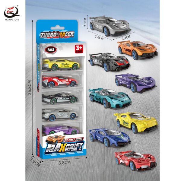 4PCS  1:64 DIE CAST CAR, 2 ASSORTED, FREE WHEEL