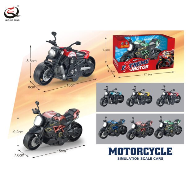 1:64 PULL BACK DIE CAST MOTORCYCLE, 2 ASSORTED