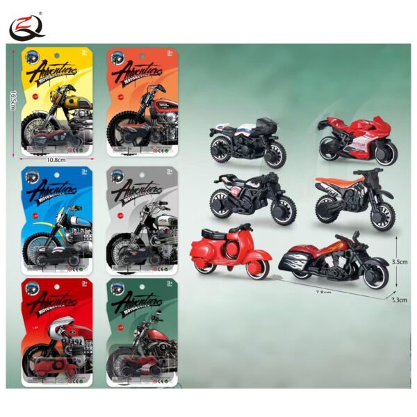 1:64 DIE CASTMOTORCYCLE, 6 ASSORTED, FREE WHEEL