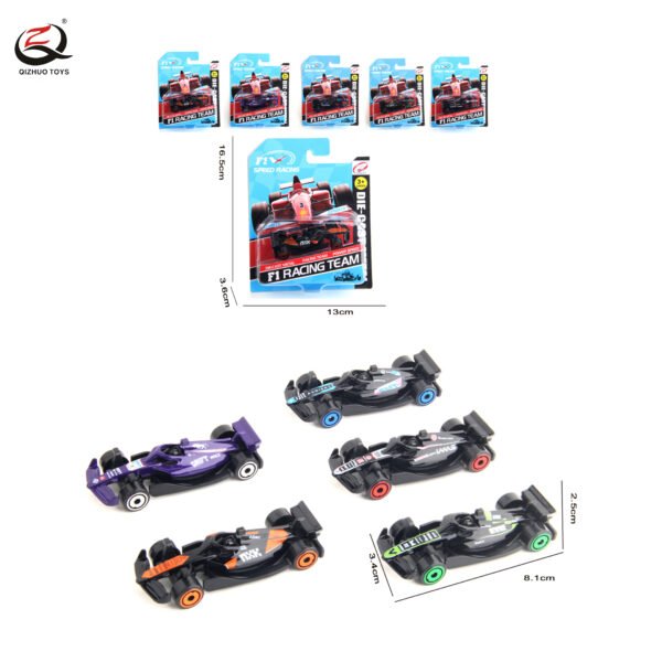 1:64 Die Cast Formula Car, Free Wheel, 5 Assorted