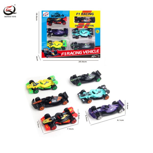 1:64 6Pcs Die Cast Formula Car, Free Wheel